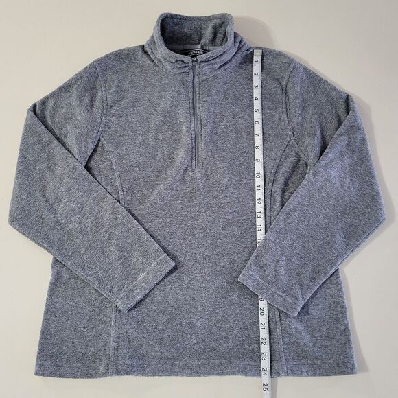 Lands' End Women’s Gray Fleece Quarter Zip Pullover Sweatshirt Jacket - Picture 9 of 16